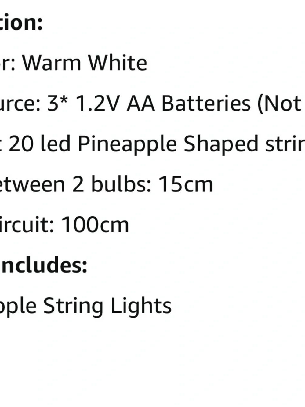 Pineapple String Lights - Decorative 20 LED Metal Bulbs